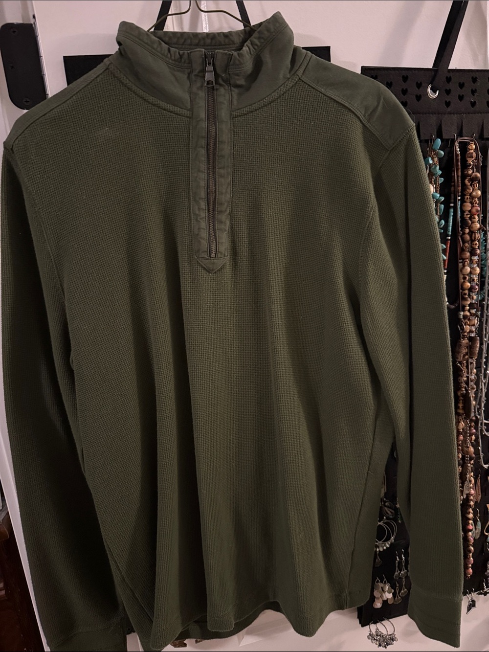 Banana Republic Olive Green Textured 3/4 Zip Pullover